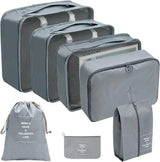 7-Piece Gray Suitcase Organizer for Travel Bags