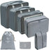 7-Piece Gray Suitcase Organizer for Travel Bags