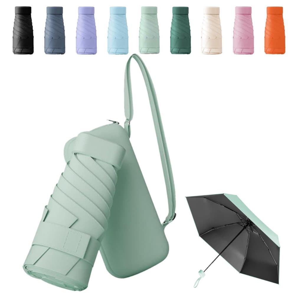 UV Protective Folding Umbrella Green, Lightweight Waterproof Wind-Resistant for Travel Beach Everyday Use