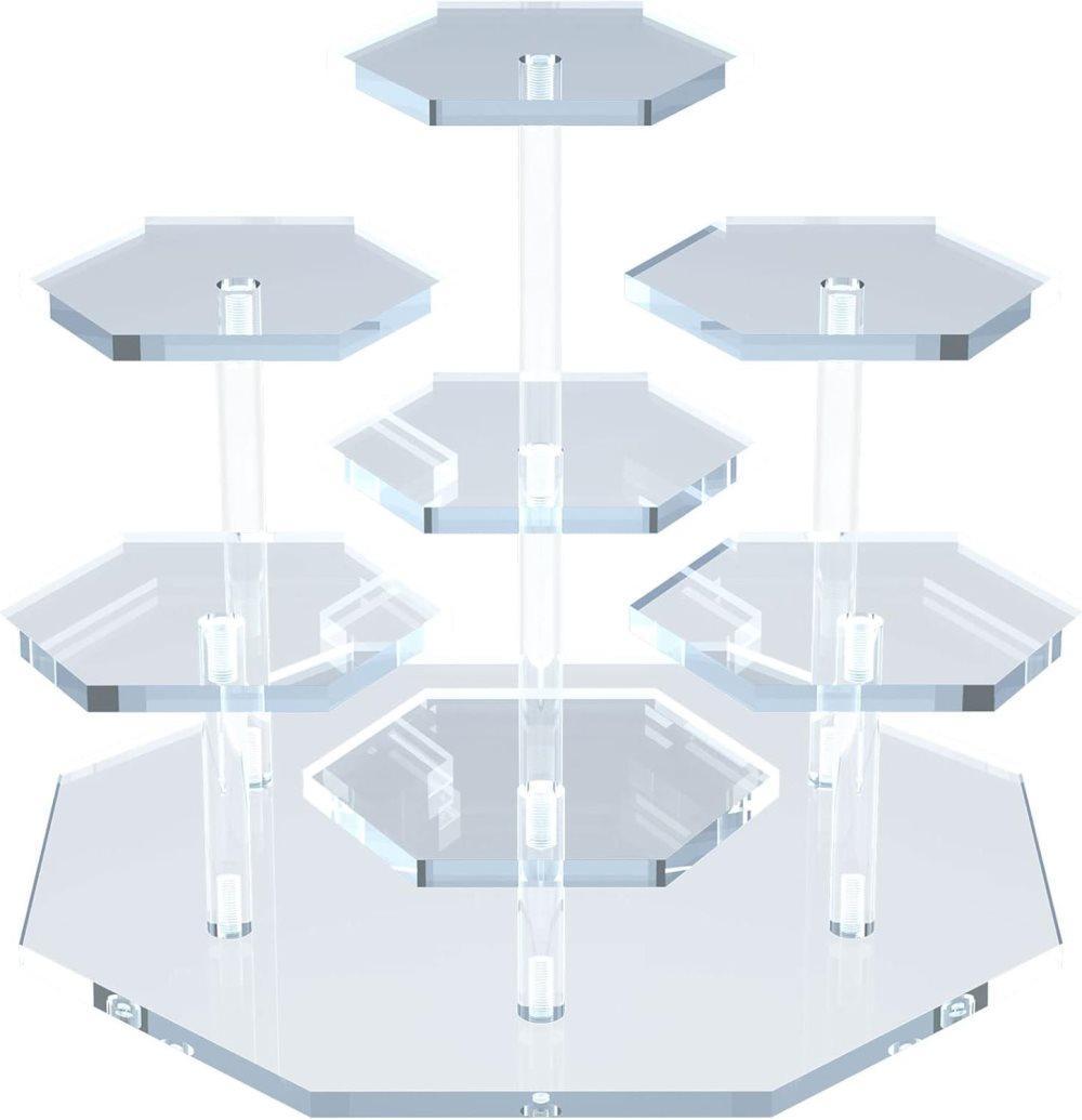 7-Tier Acrylic Display Stand for Cupcakes Perfume Desserts Figurines, Transparent