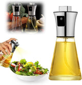 Stainless Steel and Glass Oil Spray Bottle 200 ml, Conical Design for Cooking Grilling Baking