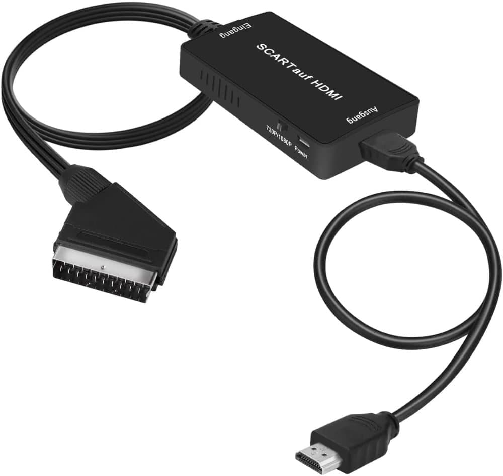 Scart to HDMI Converter 1080P HD Video Audio Adapter, Compatible with Set-Top Box Xbox PS3, Plug & Play