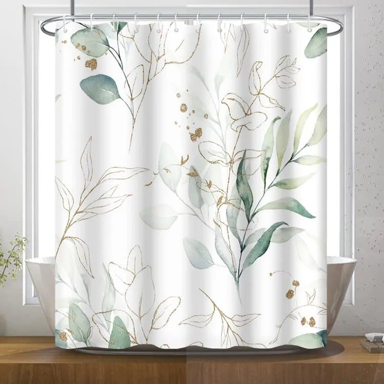 Waterproof Shower Curtain Green Mildew Resistant, 180x180 cm