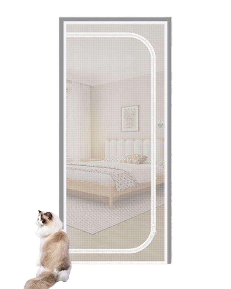 Reinforced cat door protection durable breathable insect-repellent mesh scratch-resistant pet safe, 90x200cm, White