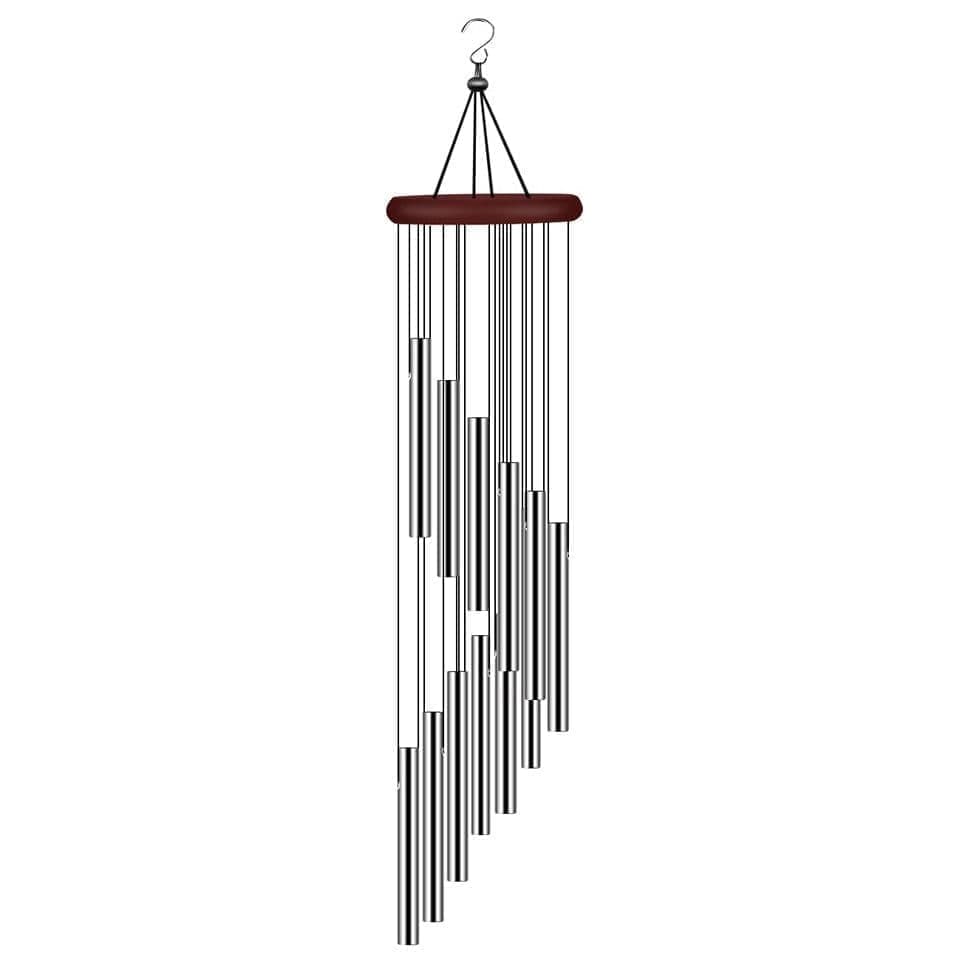 12 Pipes Metal Wind Chime, Red, Decorative Loud Musical Outdoor Wind Chime
