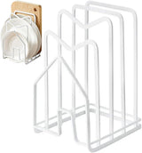Metal Cutting Board Holder Dish Rack, Kitchen Organizer Storage, 12.5x14.5x21.5 cm, White