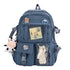 Blue Cute School Backpack for Girls Waterproof with Accessories and Plush Pendant, Ideal for School and Travel