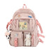 Girls Waterproof School Backpack with Accessories and Plush Pendant, Ideal for School and Travel, Pink