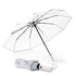 Automatic Folding Transparent Umbrella with 9 Fiberglass Ribs, Waterproof Lightweight Travel Rain Umbrella, White