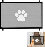 Portable Dog Gate Without Drilling, Self-adhesive Safety Gate with Paw Pattern, 110/180x78 cm