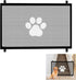 Portable Dog Gate Without Drilling, Self-adhesive Safety Gate with Paw Pattern, 110/180x78 cm