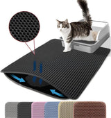Double EVA Cat Litter Mat for Scattered Sand Control, Black, 45x60cm