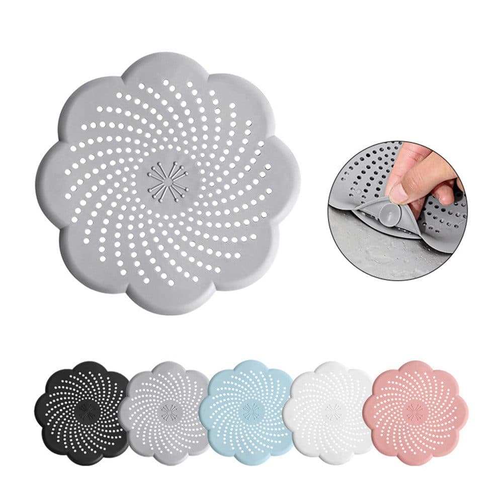 5-Pack Silicone Hair Trap Filter for Drain & Sink, Collects Debris and Food Residue, Compatible with Bathtub and Shower