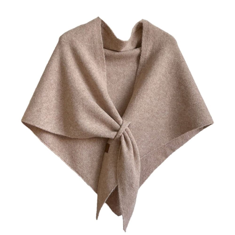 Women's Faux Cashmere Shawl Scarf Warm Extra-Long Triangular Wrap, 180 x 70 cm, Light Brown
