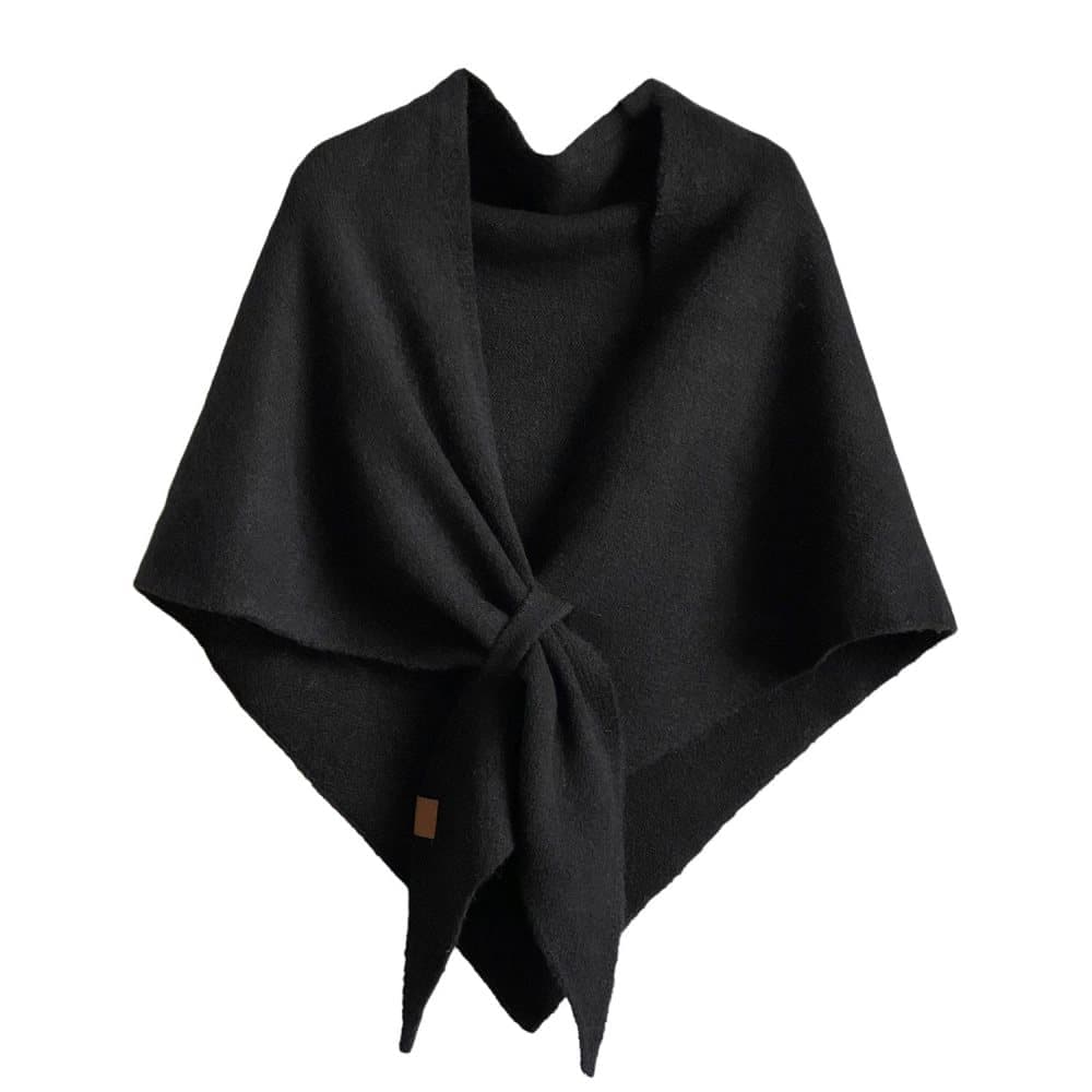 1 Black Women's Faux Cashmere Shawl Scarf, Extra-Long Large Triangular Wrap, 180 x 70 cm