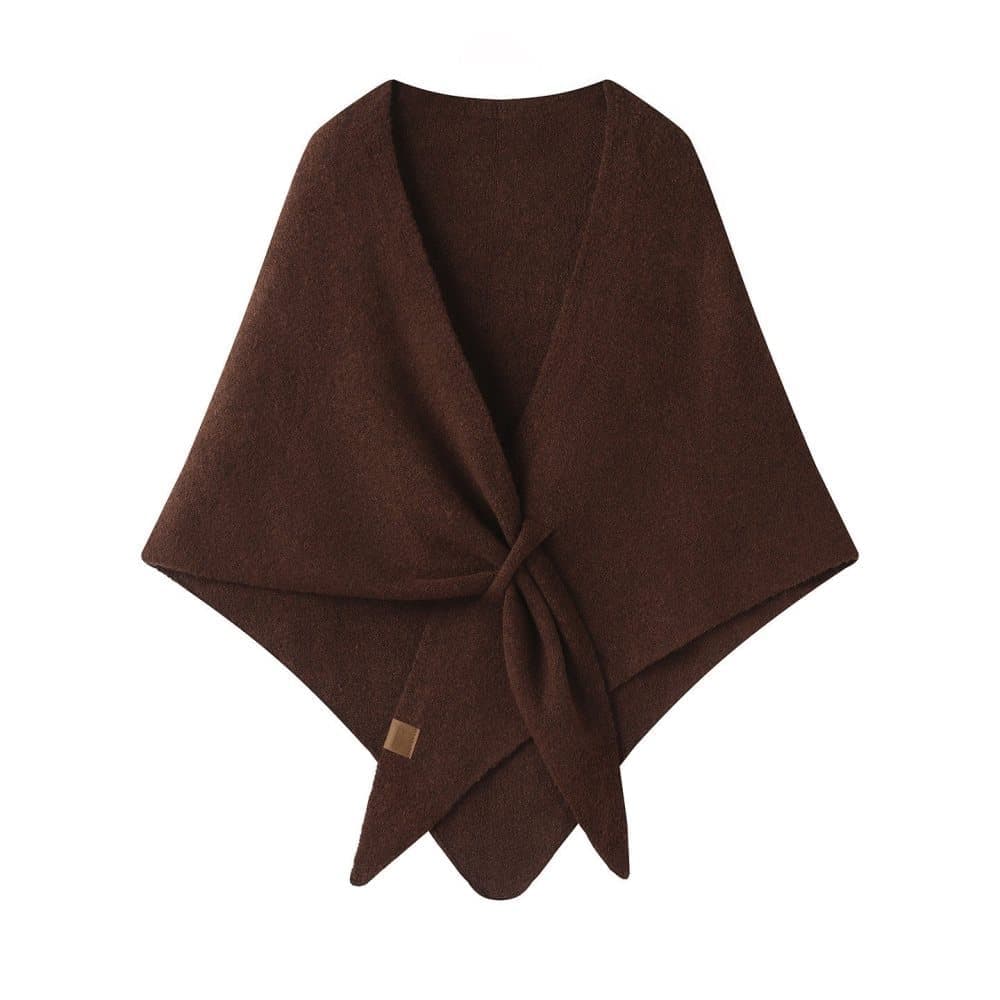 Faux Cashmere Shawl Scarf for Women, Warm Large Triangular Wrap, 180 x 70 cm, Brown, Ideal for Party Wedding Evening Outfits