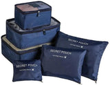 6-Piece Waterproof Travel Bag Set Luggage Organizer, Dark Blue