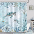 Waterproof Shower Curtain with Sea Turtle and Dolphin Motif, Mildew Resistant, Light Blue, 180x180cm