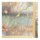 Privacy Protection Static Window Film with Bird Motif, UV and Blackout, for Living Rooms and Offices