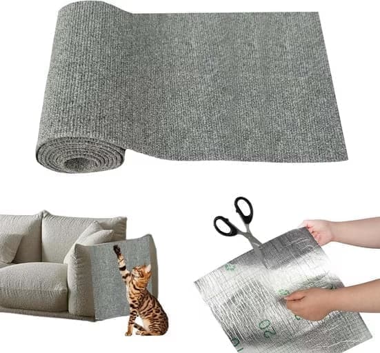 Self-Adhesive Cat Scratching Board, Wall and Sofa Protector for Cats, DIY Corner Mat, Light Gray, 40cm x 200cm