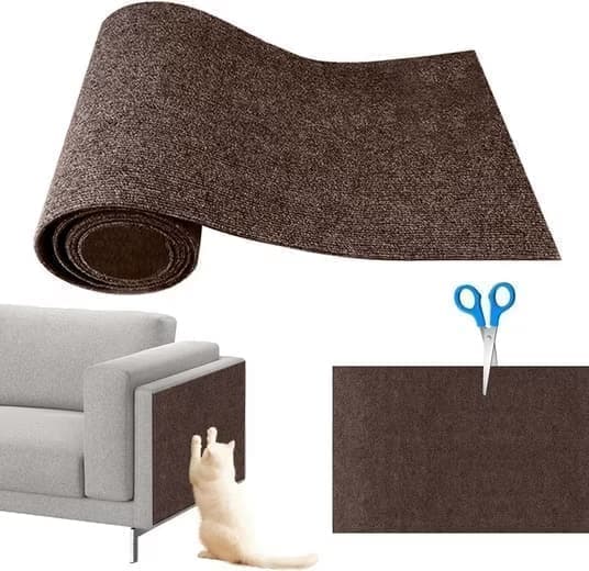Self-Adhesive Cat Scratching Board Wall and Sofa Protector DIY Corner Mat for Cats, 40cm x 200cm, Brown