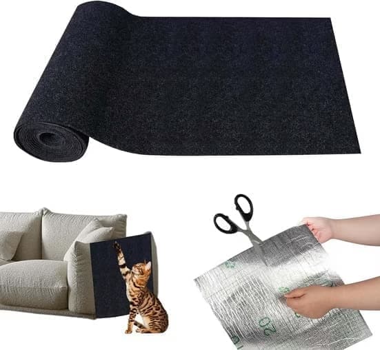 1 Pack Self-Adhesive Cat Scratching Board Wall Protector for Cats, DIY Corner Mat, 40cm x 200cm, Black