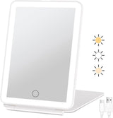 Rechargeable Makeup Mirror with 3 Color Modes, Dimmable Touch Screen LED Lighted Mirror