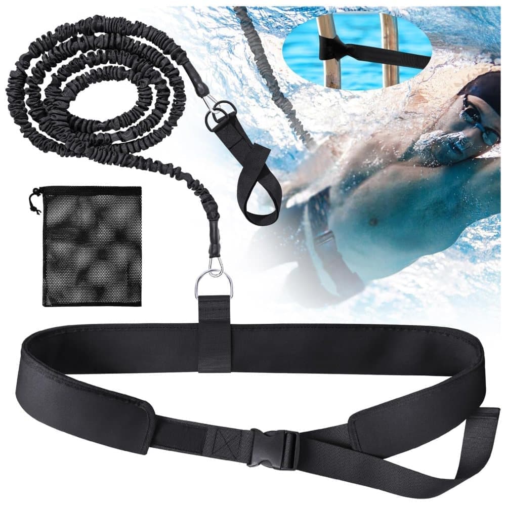 Adjustable Swim Training Belt for Adults and Children, 8-25 Feet, Compatible with Pools
