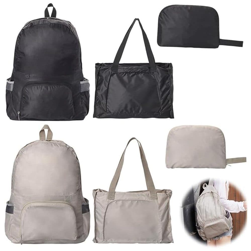 2-Pack Foldable Waterpack Backpack for Camping Hiking Travel, Black, Unisex Outdoor Daily Backpack
