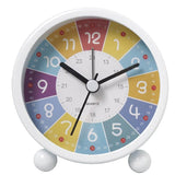 8cm Round Silent Alarm Clock with Night Light for Children, Several Colors to Choose Including White