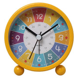 Colorful Silent Alarm Clock with Night Light for Children, 8cm Round, Yellow