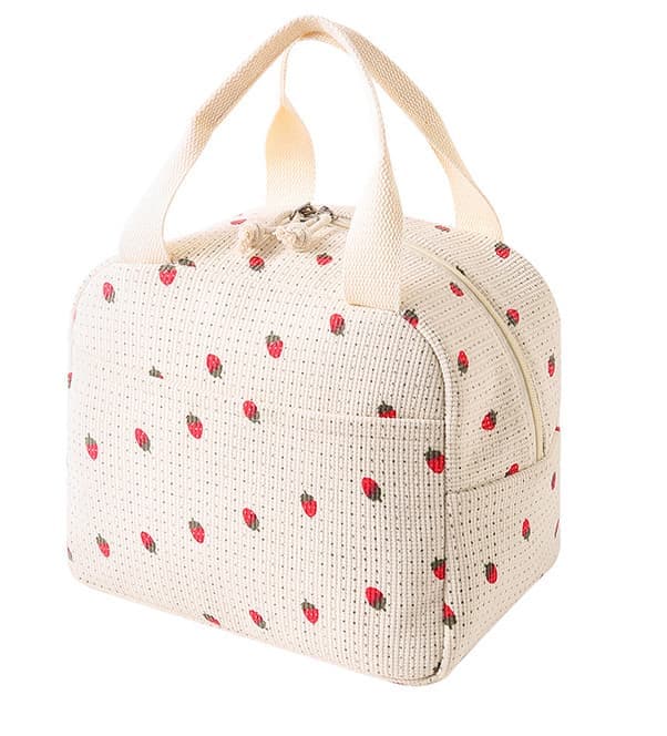 Insulated Corduroy Lunch Bag Cooler Leak-proof for Picnics and Work, 26cm