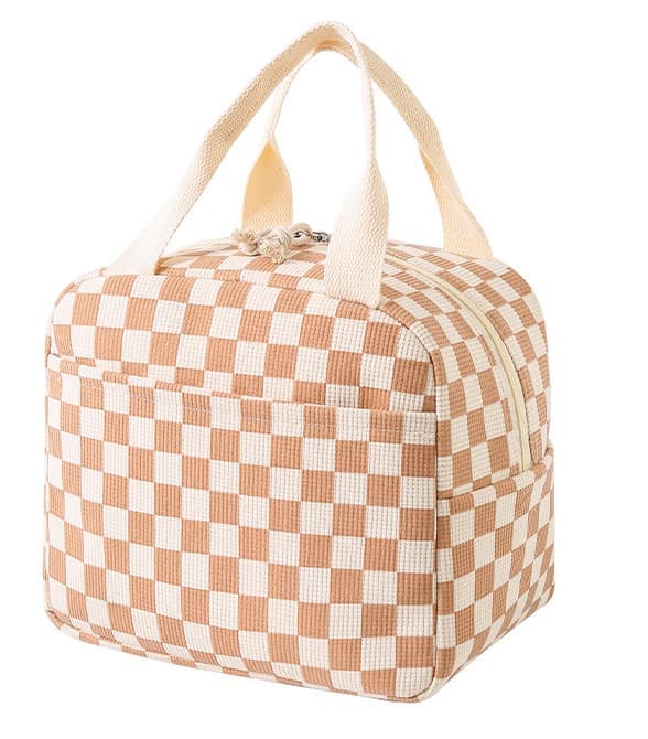 Insulated Corduroy Lunch Bag Cooler Leak-proof for Picnics and Work, 26cm