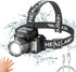 18000lm LED Headlamp USB Rechargeable Waterproof with Motion Sensor, Black