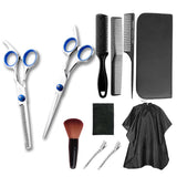 11-Piece Hairdressing Set with Scissors, Combs, Clips and Cape