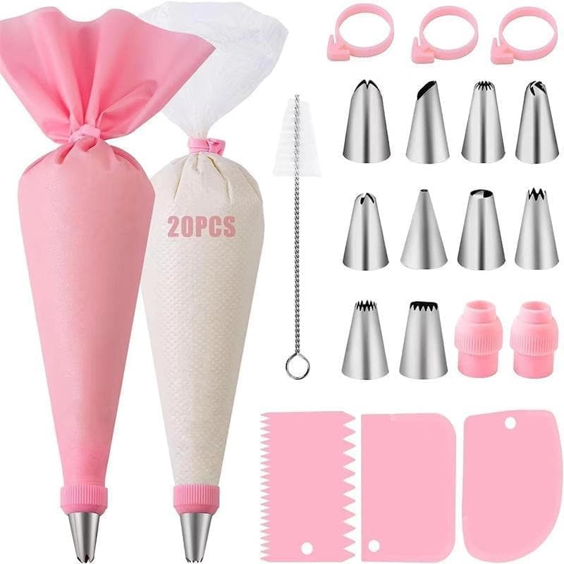 40-Piece Piping Bag Set with Nozzles for Cake Decorating, Pastry, and Desserts