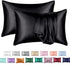 2-Pack Satin Pillowcase, Silky and Soft, Multiple Colors, 50 x 75cm, Black