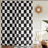 Retro Chess Pattern Checkered Shower Curtain, Black, 180x180 cm