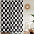 Retro Chess Pattern Checkered Shower Curtain, Black, 180x180 cm