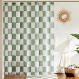 Green Checkered Shower Curtain with Retro Chess Pattern, 180x180 cm