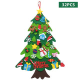 32 Decorations & LED Lights Felt Christmas Tree Wall DIY, 96 cm, Christmas Decoration for Kids Classroom Home Gift