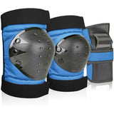 6-in-1 Protective Gear Set Adjustable Knee Elbow Wrist Guards for Roller Skating Skateboarding, One Size, Blue