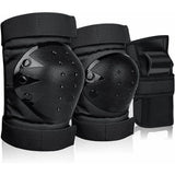 6-in-1 Protective Gear Set Adjustable Knee Elbow Wrist Guards for Roller Skating Skateboarding, One Size S Black