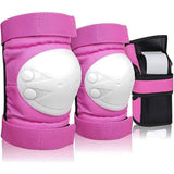 6-in-1 Protective Gear Set Adjustable Knee Elbow Wrist Guards for Roller Skating Skateboarding, One Size, Pink
