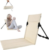 Foldable Beach Chair with Storage Bag, Collapsible Sun Lounger, Lightweight Camping Chair, Beige