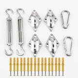 Sunshade Mounting Kit with Hooks Brackets Tension Screws Carabiners and Pad Eyes