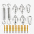 Sunshade Mounting Kit with Hooks Brackets Tension Screws Carabiners and Pad Eyes