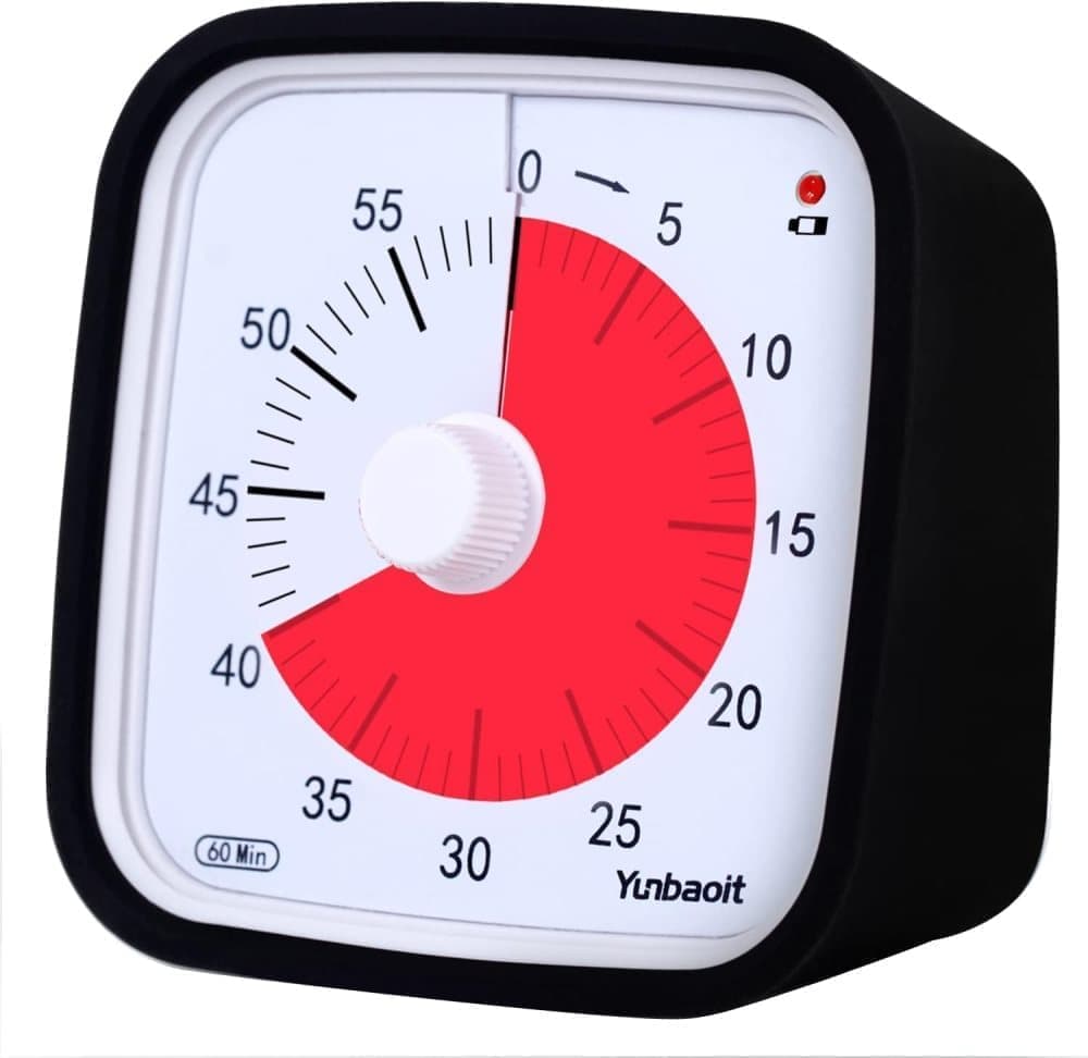 60 Minutes Visual Timer for Classrooms and Kids, Adjustable Volume, Black, 10x10 cm