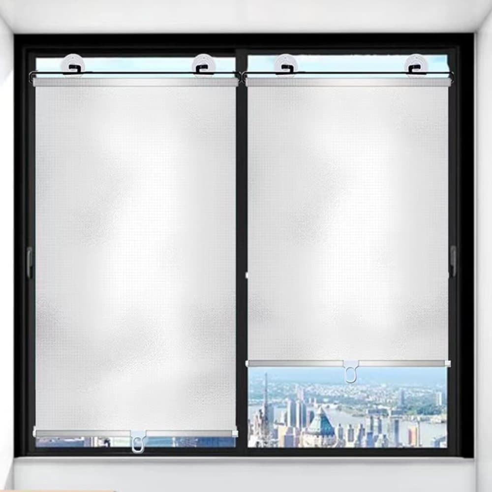 2-Pack Blackout Roller Blinds with Suction Cups, Telescopic Portable Sunshade, Silver, 40×60CM