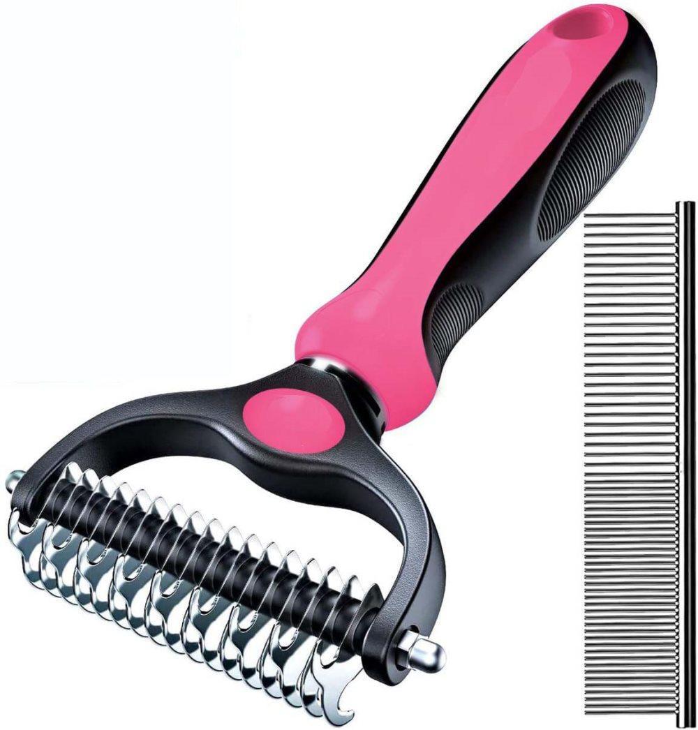 Pet grooming undercoat comb for dogs and cats, compatible with Oral-B Braun Xiaomi Philips Samsung, Pink